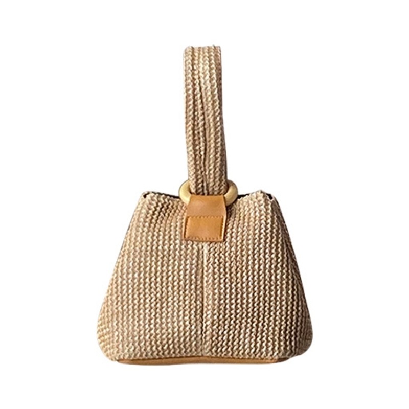Straw Texture Purse with Hand Carry Design Top Handle Bag for Casual Daily Use