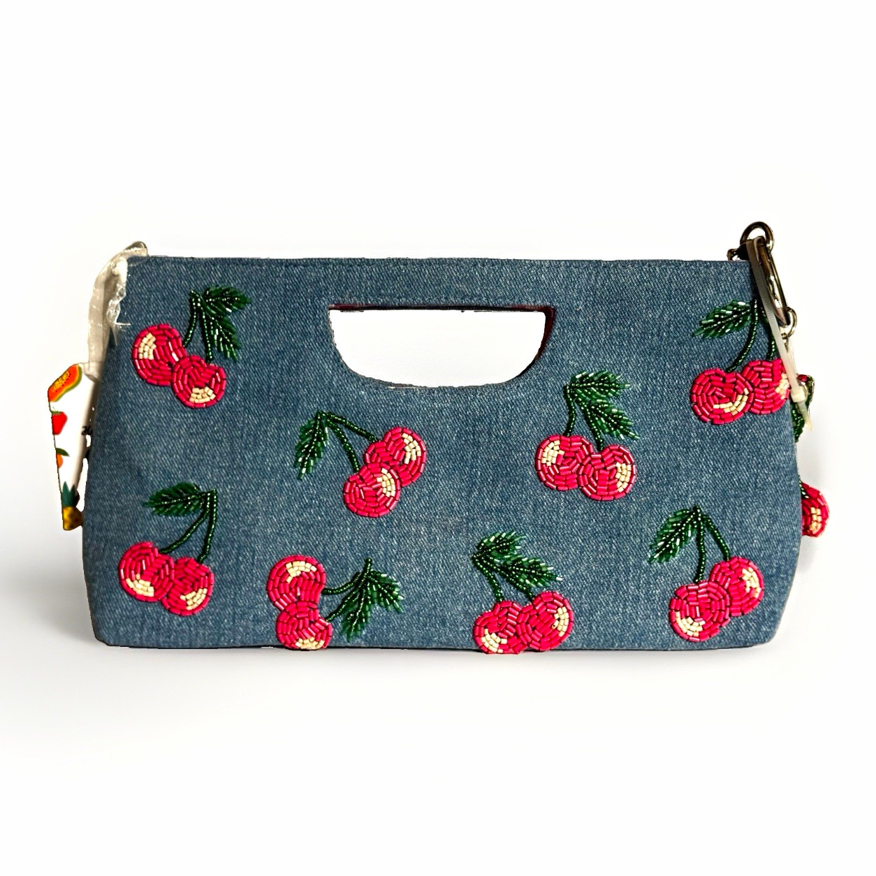 Cherry Beaded Denim Crossbody Bag NWT Handcrafted innIndia