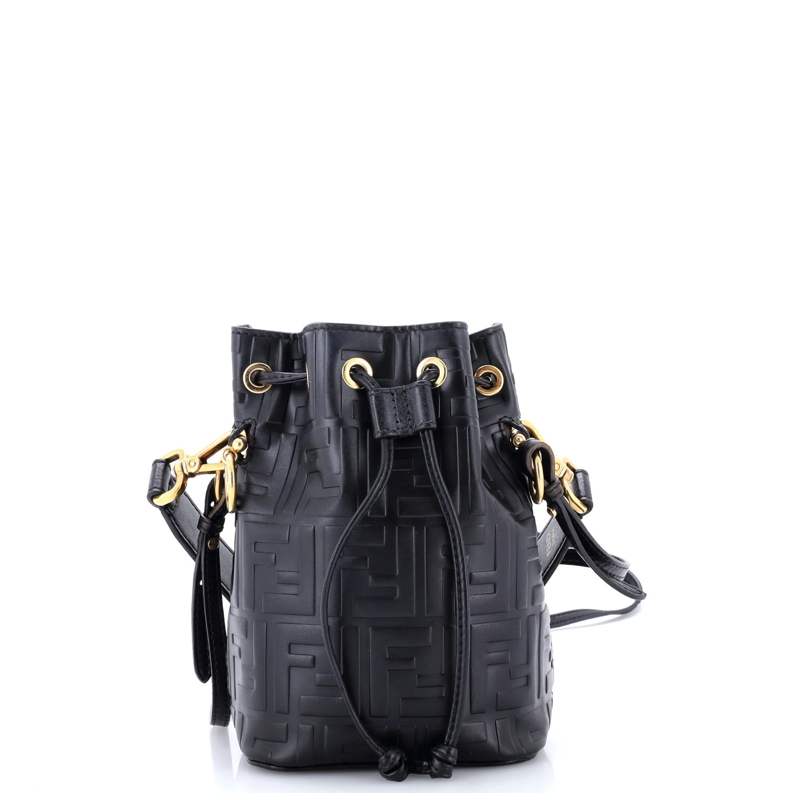 Fendi Mon Tresor Bucket Bag Zucca Embossed Leather Mini