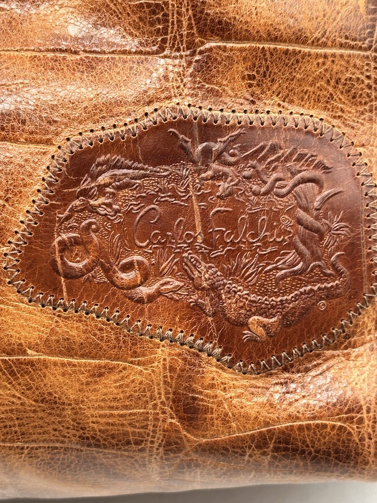 Carlos Falchi Buffalo Leather Purse New With Tag Hand Made In The United States