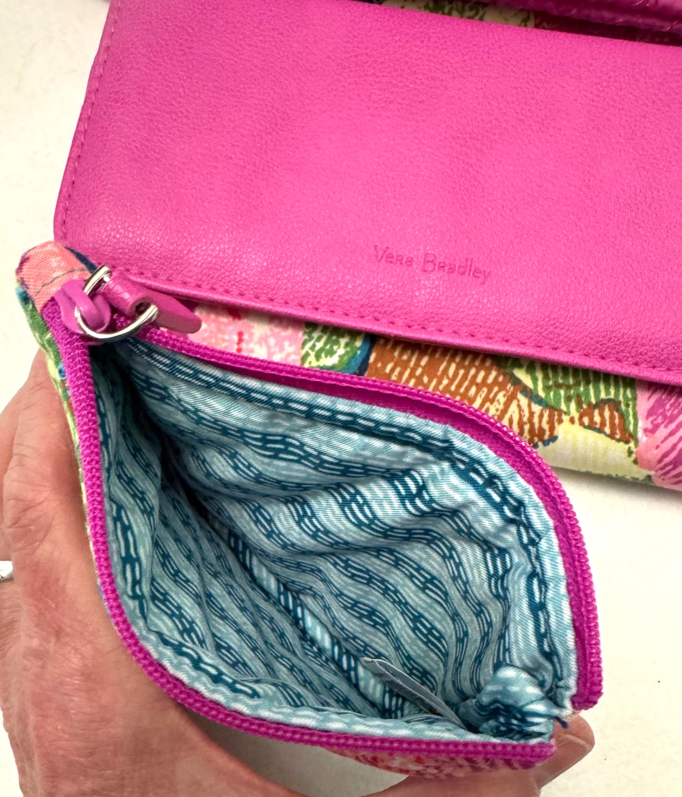 Vera Bradley Purse/Crossbody Bag Wallet Set Quilted Floral Pink Teal Blue 3 pcs