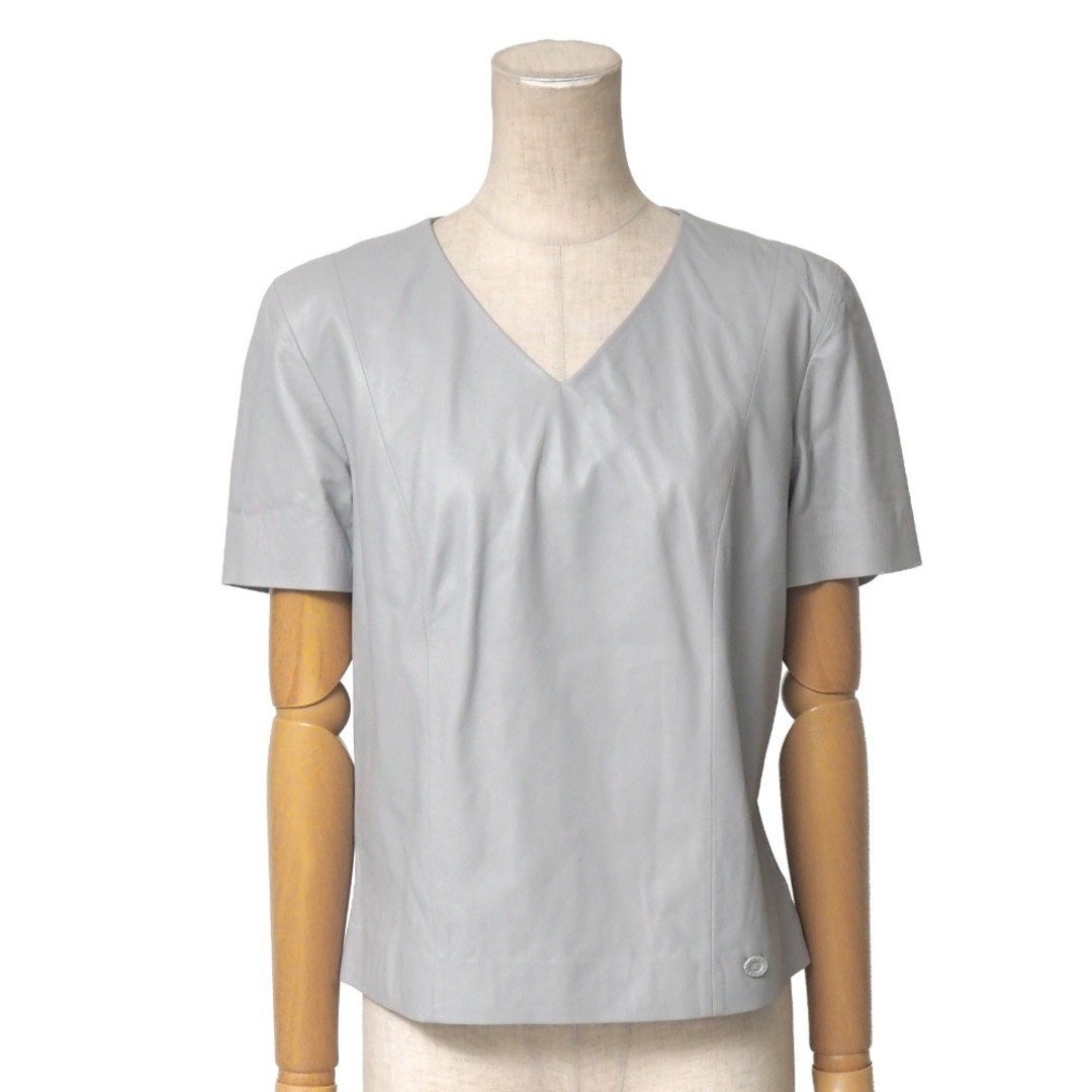 Chanel Blouse P49165C002 Lamb Leather Size 38 Short Sleeve Brand