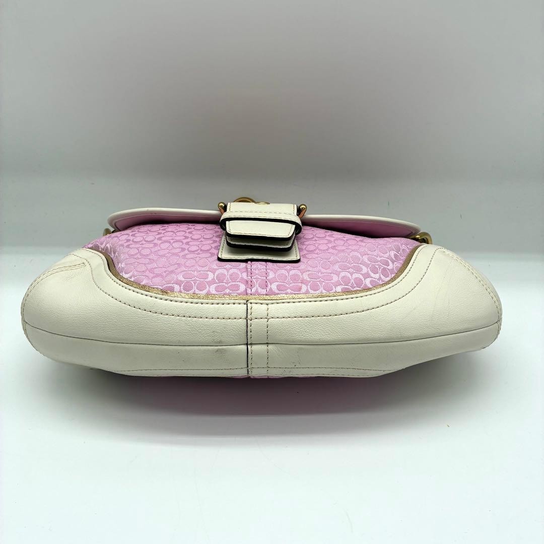 COACH Soho Signature Shoulder Bag Pink Canvas Pre-Owned Used 33x19x5 cm