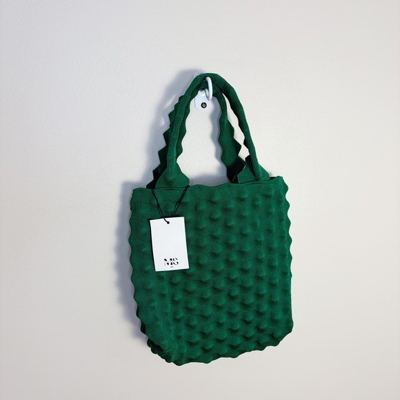 Max Simple NYC Tote Bag OS Green Popcorn Bubble Knit Textured Bag