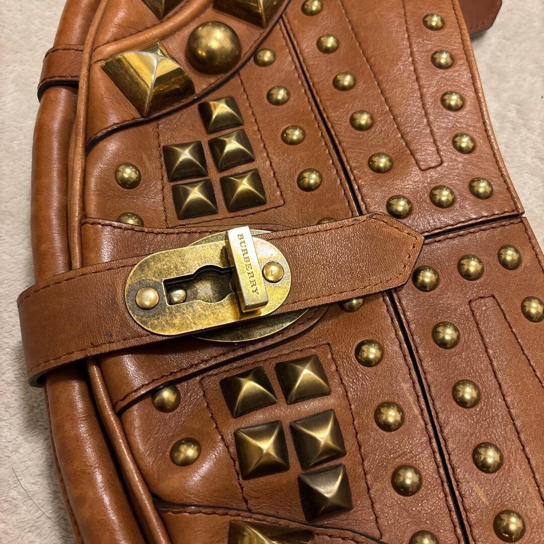 BURBERRY PRORSUM Sling Bag Studded Brown Authentic From Japan
