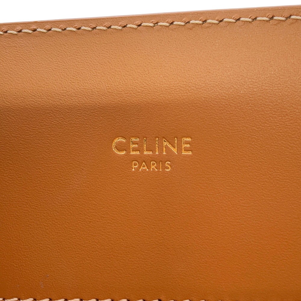 CELINE Vertical Cabas 2WAY Handbag Size Small Canvas/Leather Beige/Brown 192…
