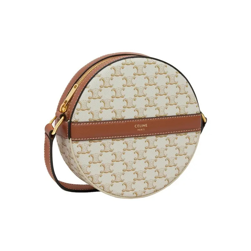 CELINE Triomphe Round Cake Bag Shoulder Crossbody Bag Women’s 5.3×1.5×5.3 in