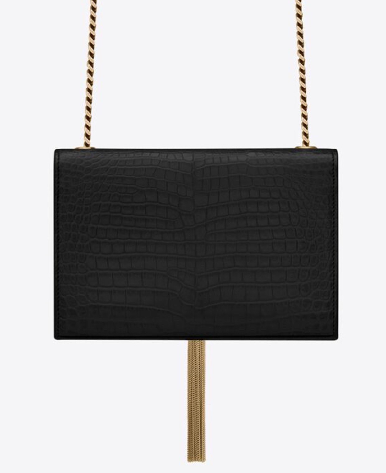 YSL KATE SMALL TASSEL IN CROCODILE-EMBOSSED SHINY LEATHER. ITEM# 474366DND0J1000