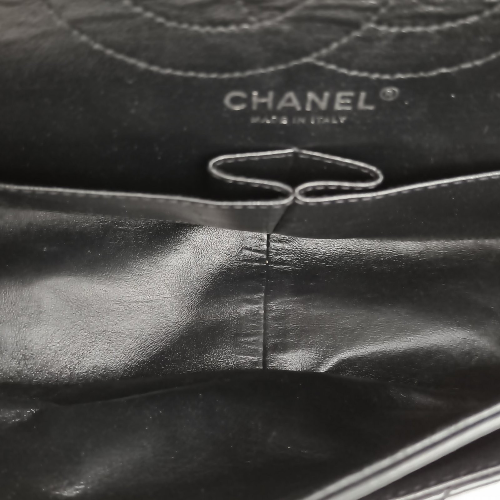 CHANEL 2.55 Flap Bag Large 28cm Black Calfskin Shoulder Bag