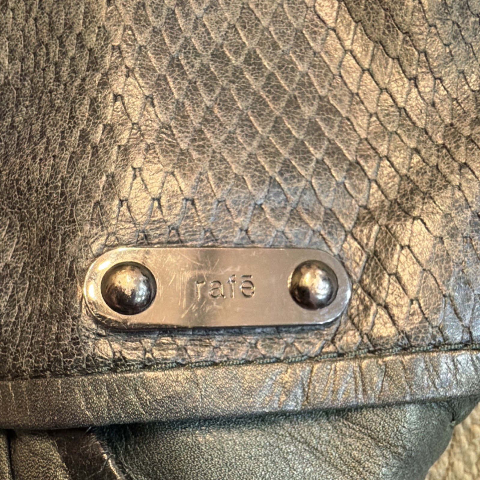 Rafe Green Textured Crescent Shoulder Bag Silver Hardware Women’s Handcrafted