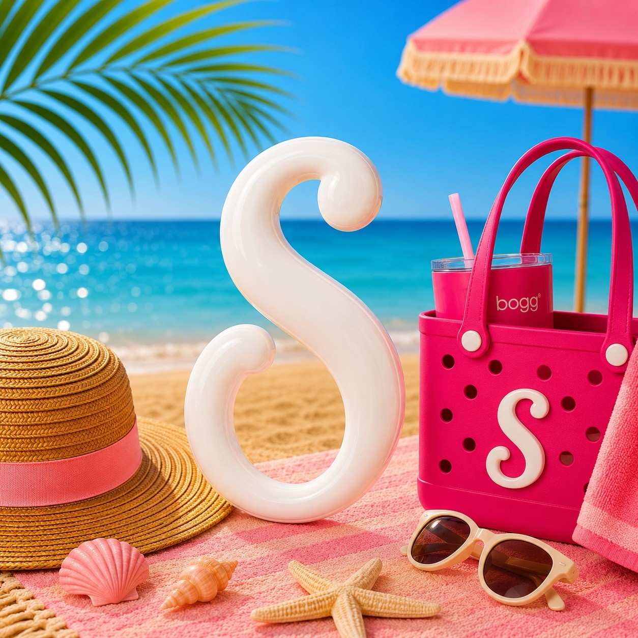 White Letter S Initial ‘S’  Bogg Bag charm tote bag charm New 4 in length