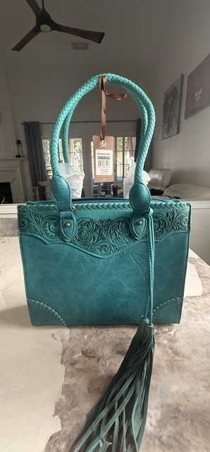 New! TURQUOISE Montana West Tooled Floral Tote Western Cowgirl Bag