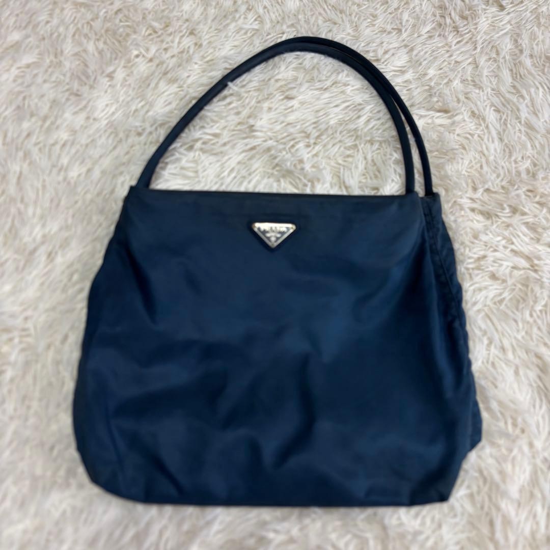Authentic PRADA Nylon Tote Bag Navy 30cm x 27.5cm x 7cm Damaged