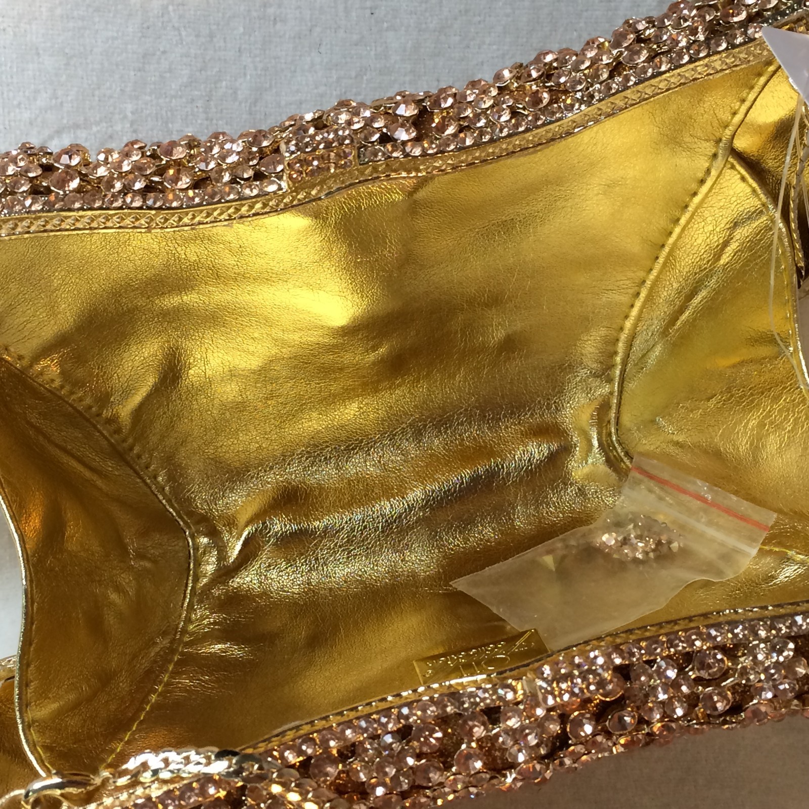 Off Park Collection champagne crystal gold tone butterfly clutch NEW in box