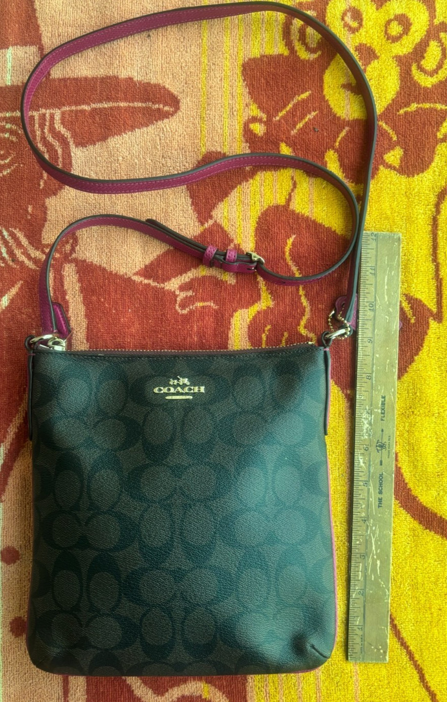 Coach Signature Crossbody Bag F35940 Brown & Magenta