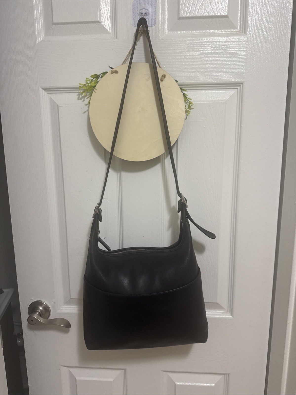 Vintage Coach 9148 Black Leather Legacy Hobo Shoulder Bag, SILVER ACCESSORIES!
