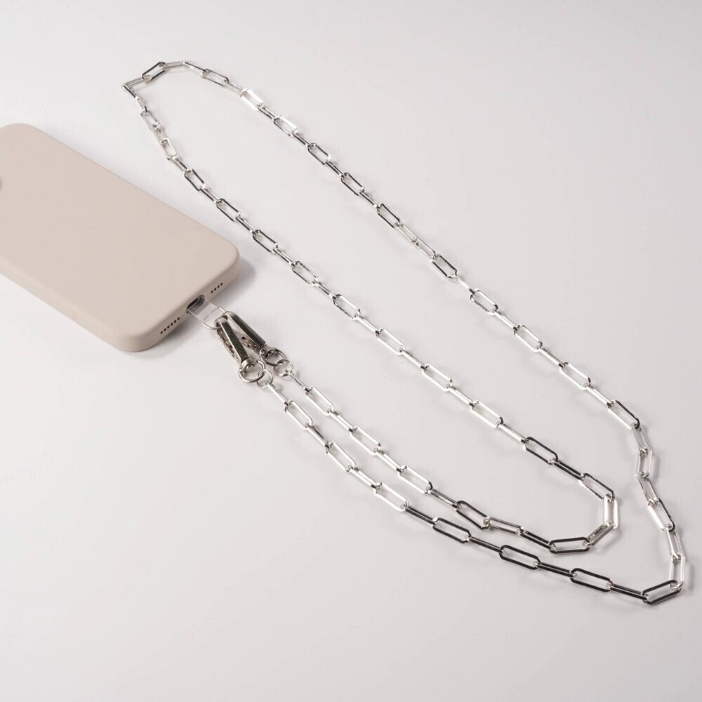 Hello Lux Paper Clip Chain Phone Crossbody Strap – Silver