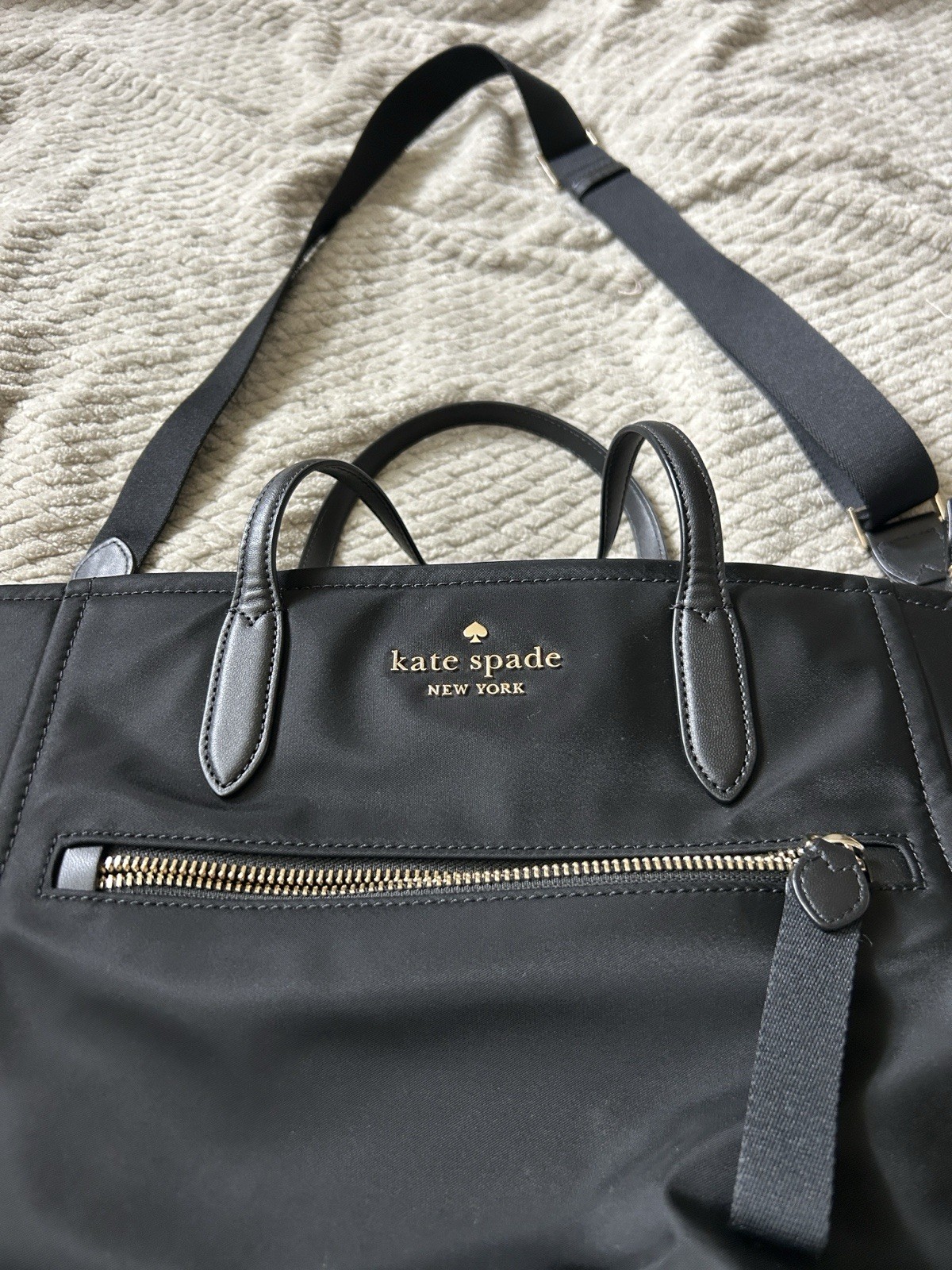 kate spade new york Black Nylon Medium Tote, Detachable Strap