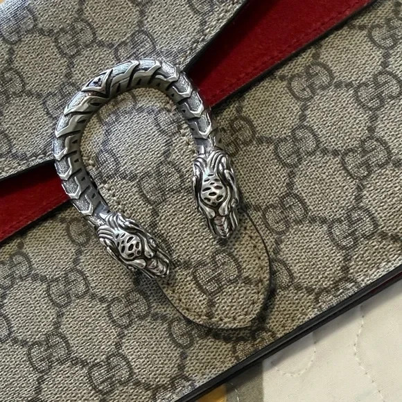 Gucci Dionysus GG Supreme Mini Shoulder Bag Chain Red Suede