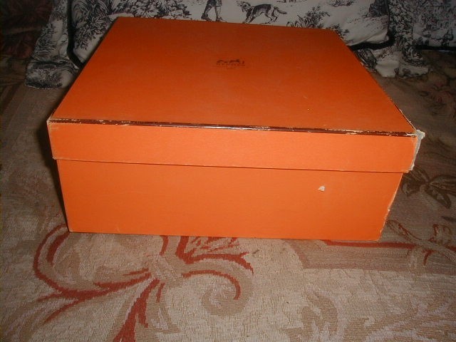 Hermes Paris Storage Box 38 36 15 cm Birkin Kelly Light Wear,Clean,Orange,empty