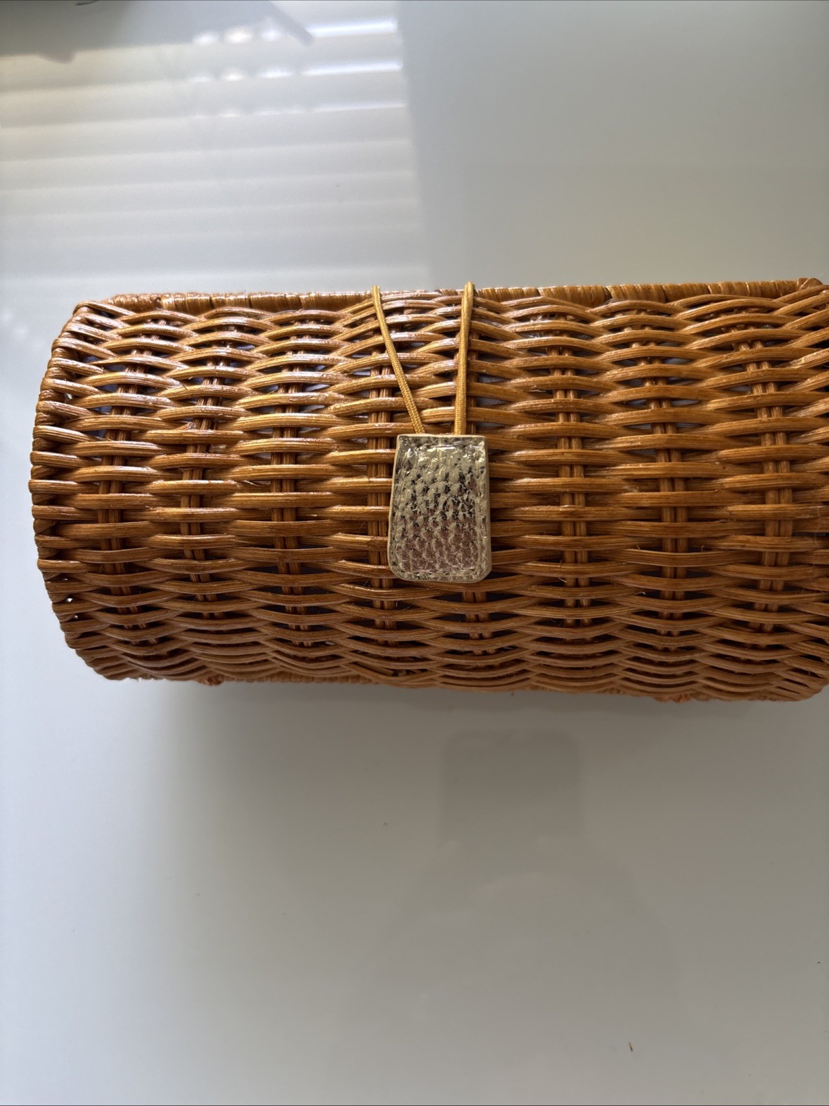 Lilly Pulitzer Wicker Case,natural rattan construction bamboo toggle closure.