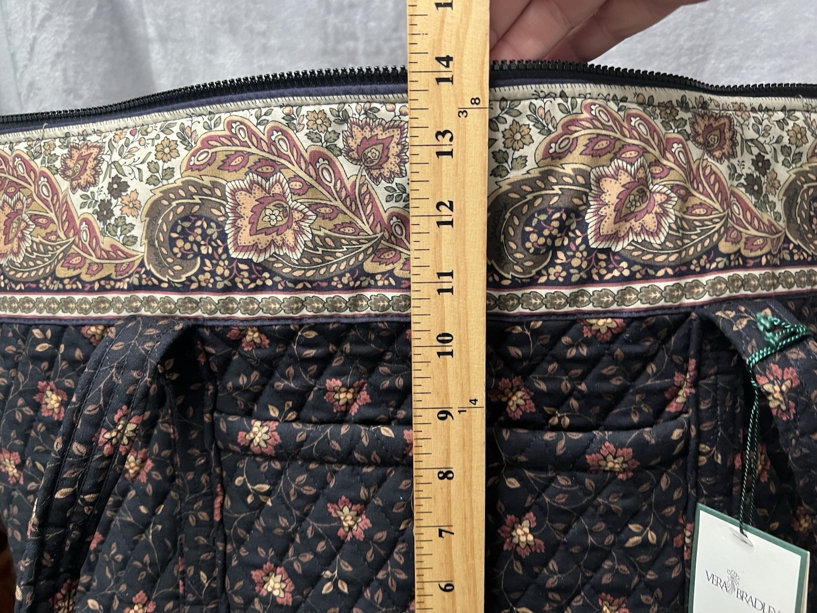 Vintage Vera Bradley Black Walnut Miller Bag NWT Large Quilted Travel Tote