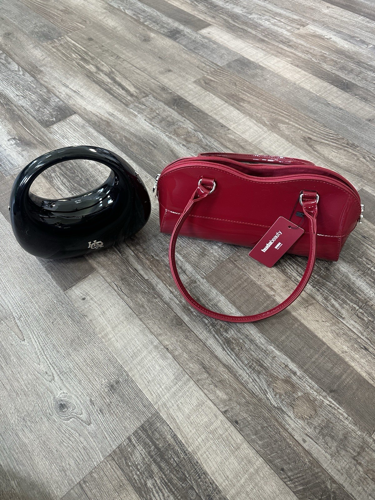 Y2K Glossy Purse Bundle — Huda Beauty + Acrylic Clutch NWT