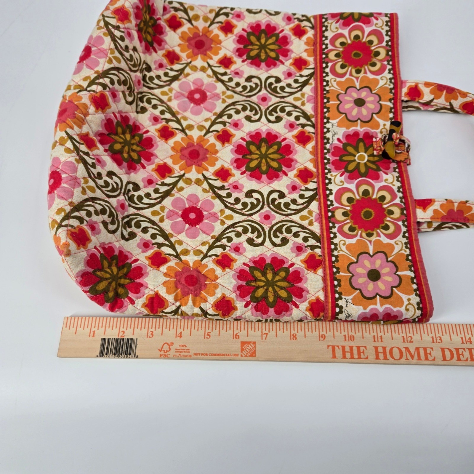 Vera Bradley Folkloric Quilted Cotton Toggle Clasp Shoulder Tote Bag