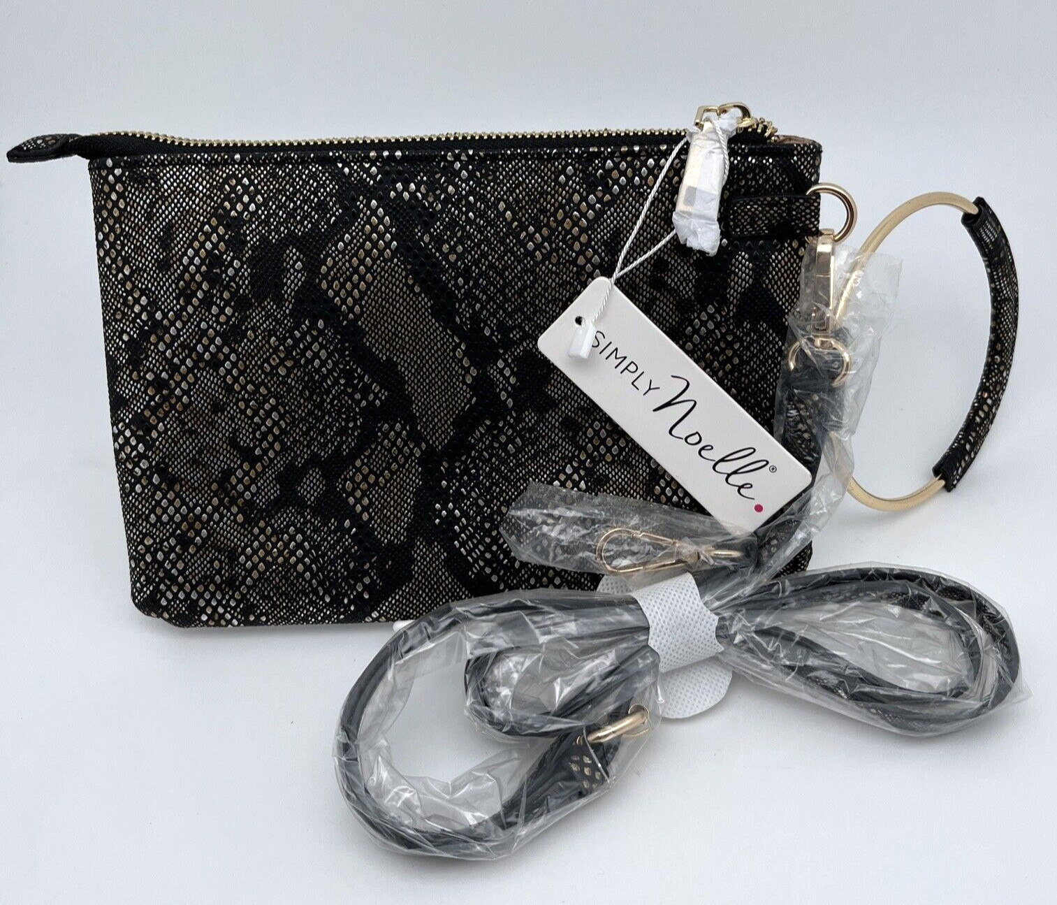Simply Noelle Snakeskin Clutch Small Bag NWT Strap Ring Faux Leather
