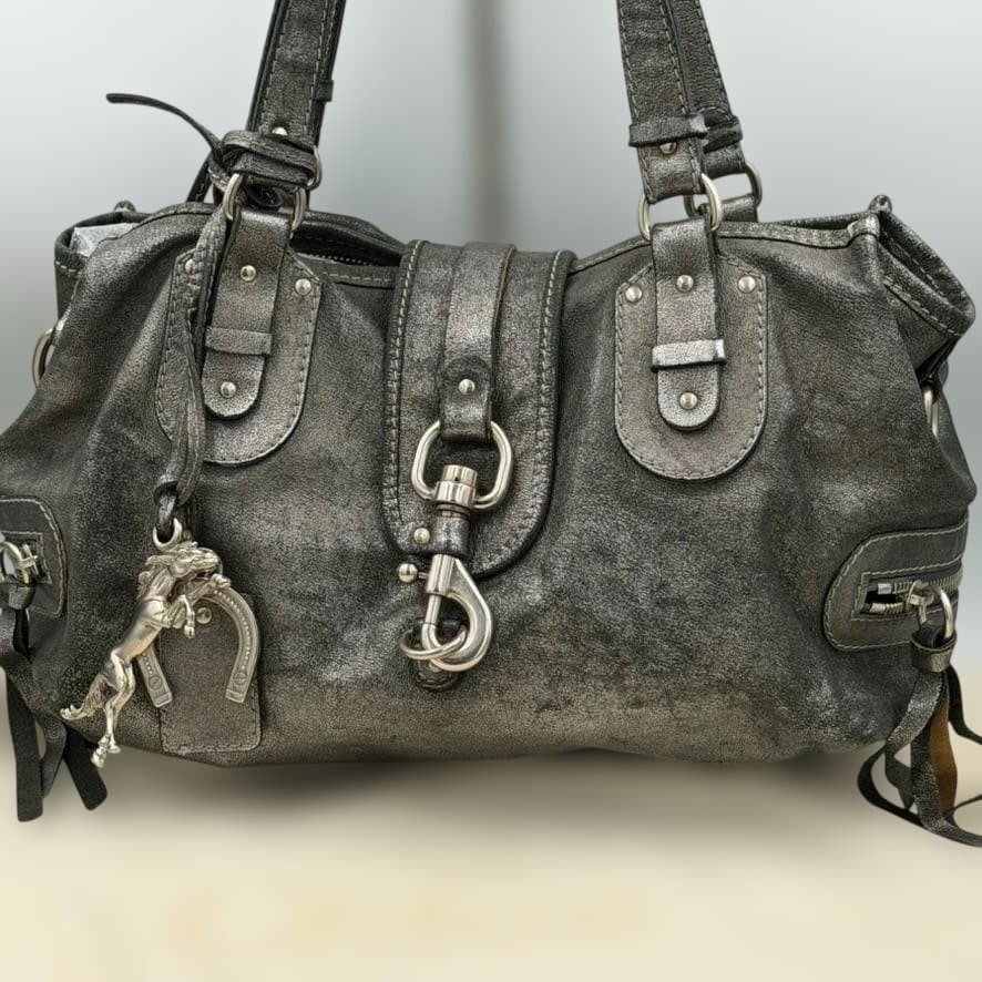 Chloe Kerala Silver Leather Shoulder Bag Rare Archive Y2K Womens Vintage Auth