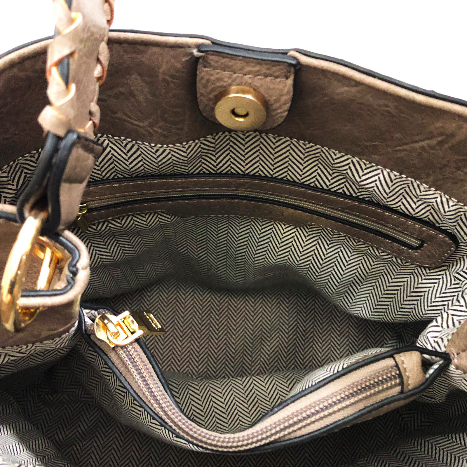 Jen & Co Satchel Maude 11.5x10x5.5 inches Grey/Green & Taupe Handbag Purse