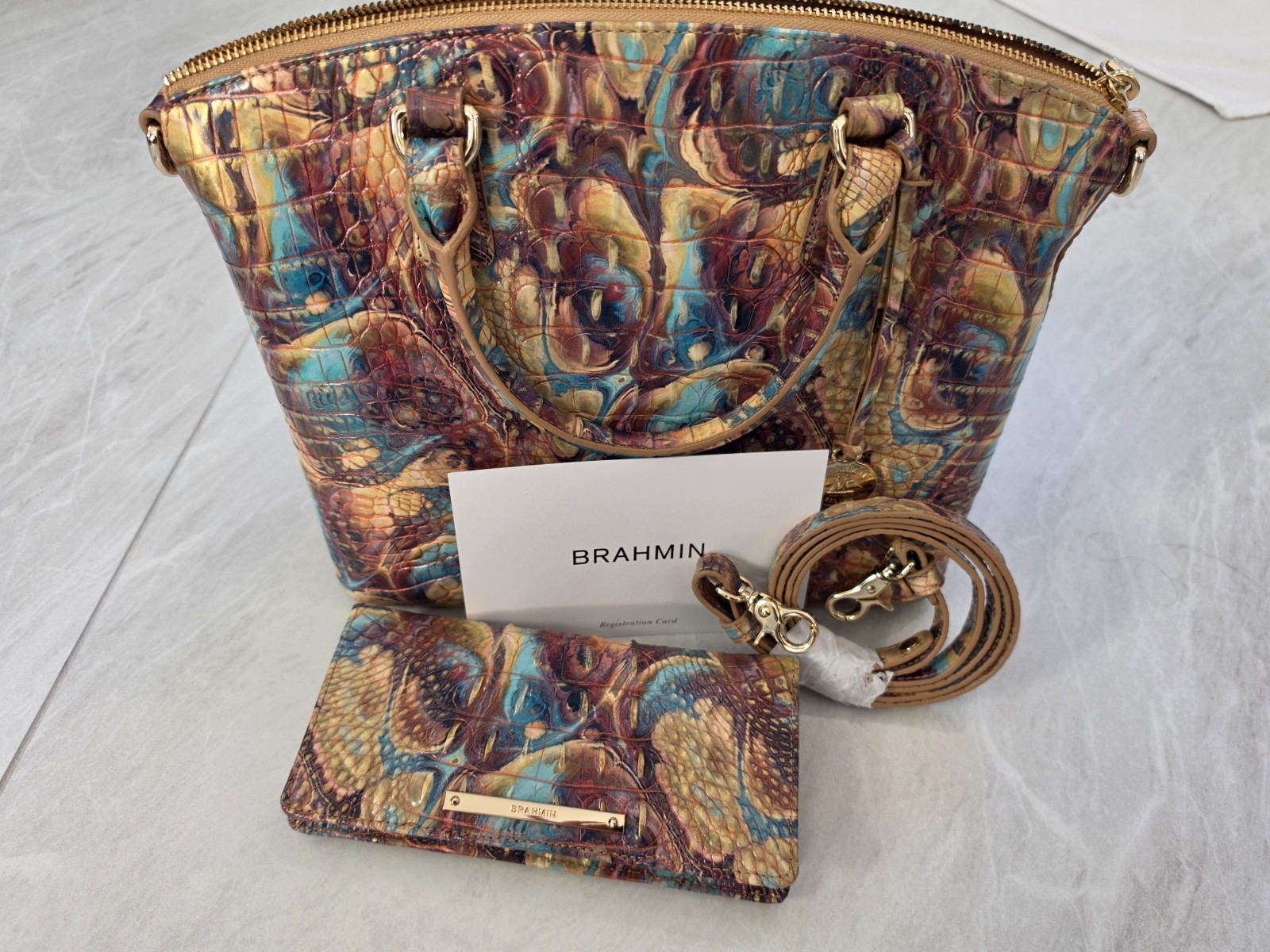 NWT Brahmin Prairie Large Duxbury Satchel & Matching Ady Wallet Set