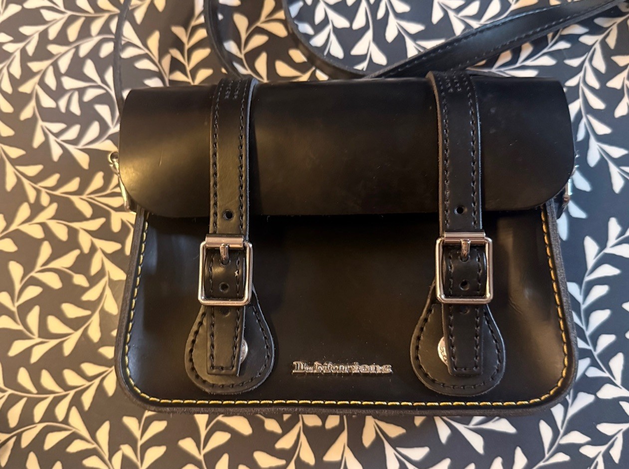 Dr. Martens 7 Inch Transparent Iridescent Satchel Crossbody Bag, Black