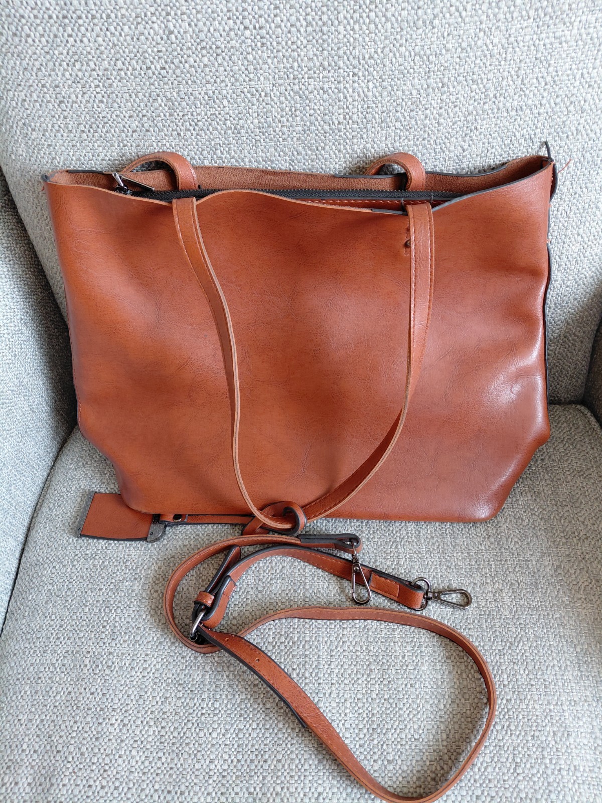 Vintage Classic Earthly Brown, Leather Tote Crossover Handbag