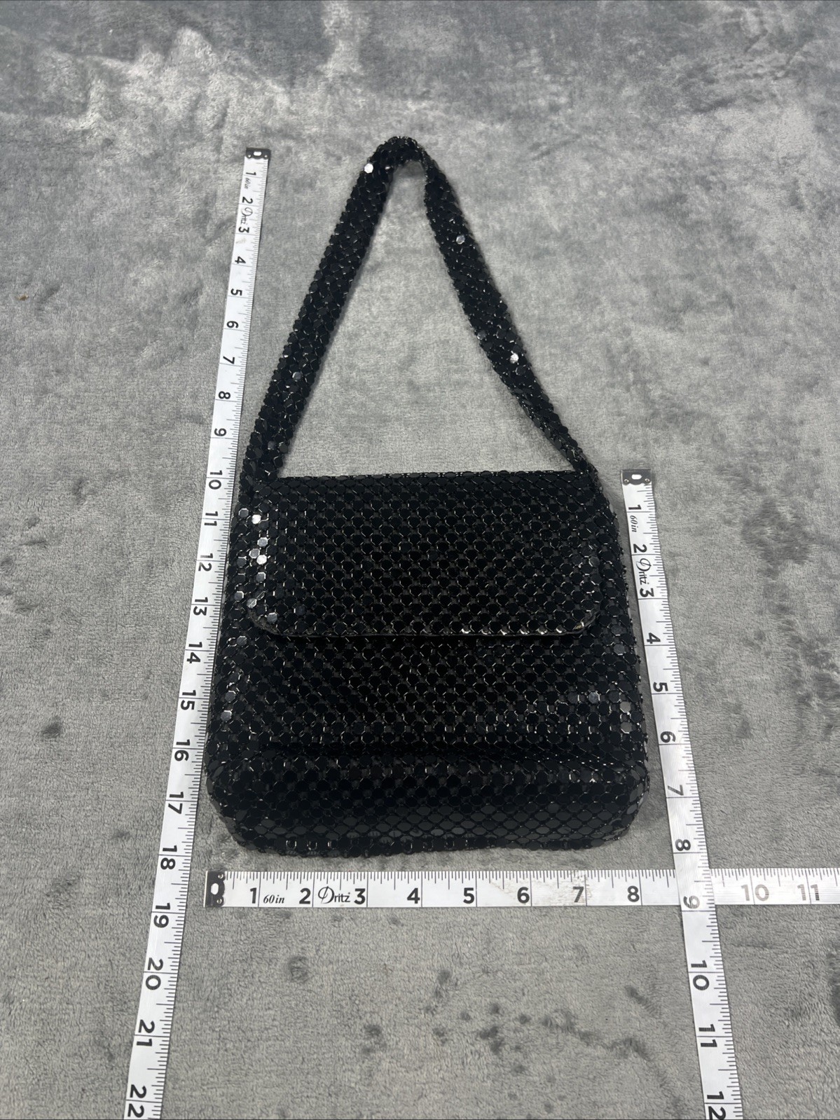 Vintage Style Bag Black Metal Mesh Purse Edgy Clubbing Goth Retro 90s Glam Y2K
