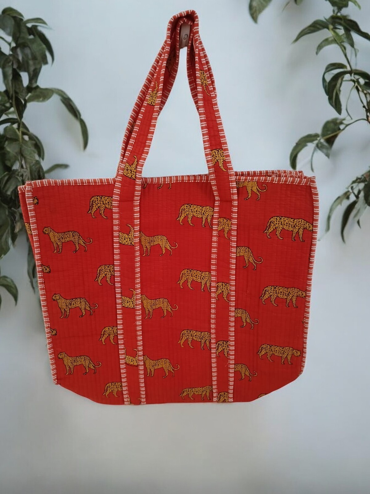 Indian Tote Bags Quilted Handmade Cotton Block Large Shoulder Shopping Bag Women
