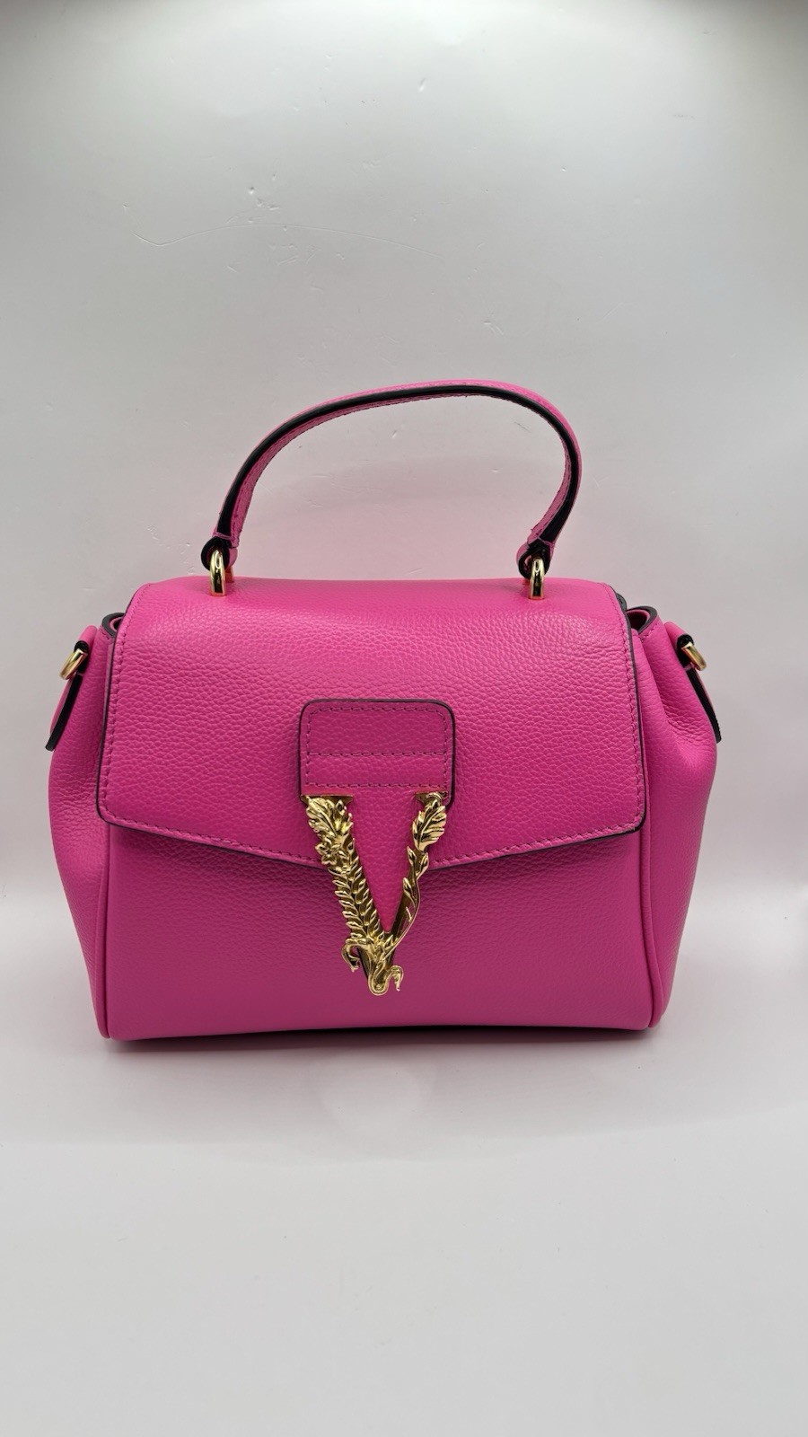 Versace Virtus Grainy Calf Small Pink Top Handle Bag 1015556 IT NWT $2100