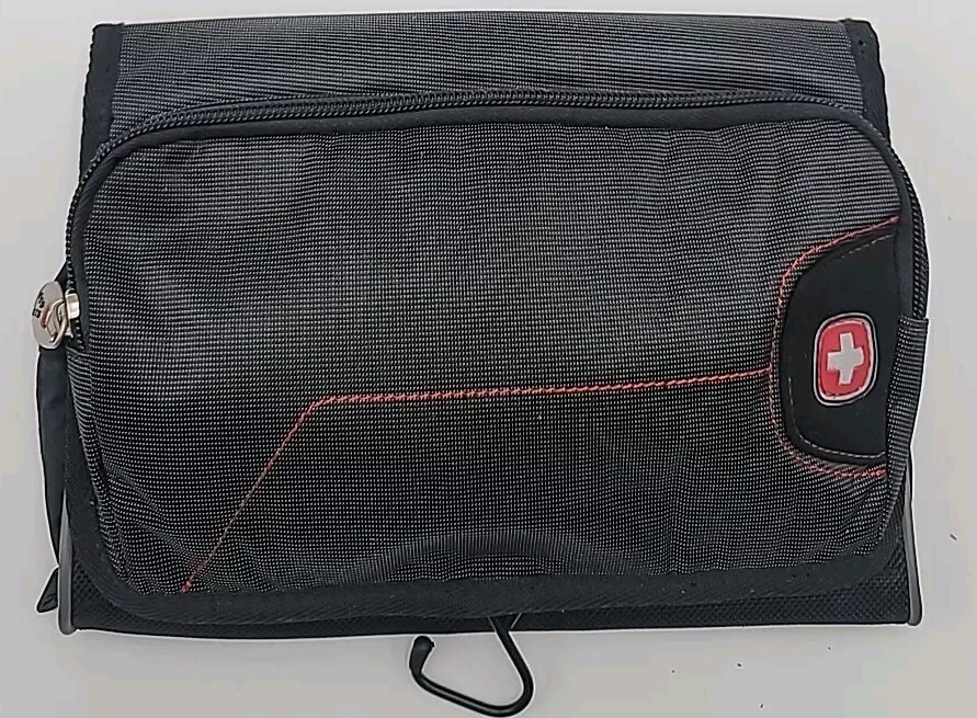 Swiss Gear Toiletry Bag Hanging Kit MakeUp Black Zip Hook Hanger
