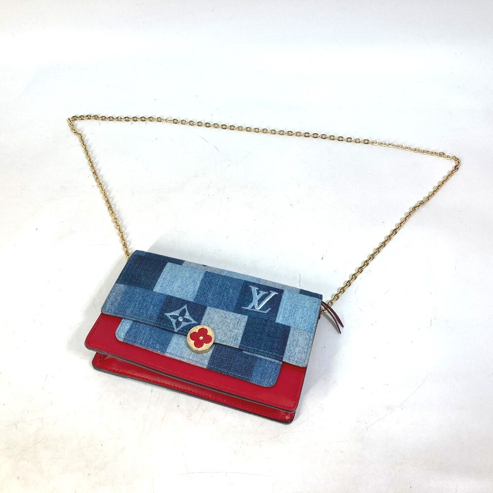 LOUIS VUITTON M69036 MonogramDenim Portefeuille Flor Chain Wallet Shoulder Bag