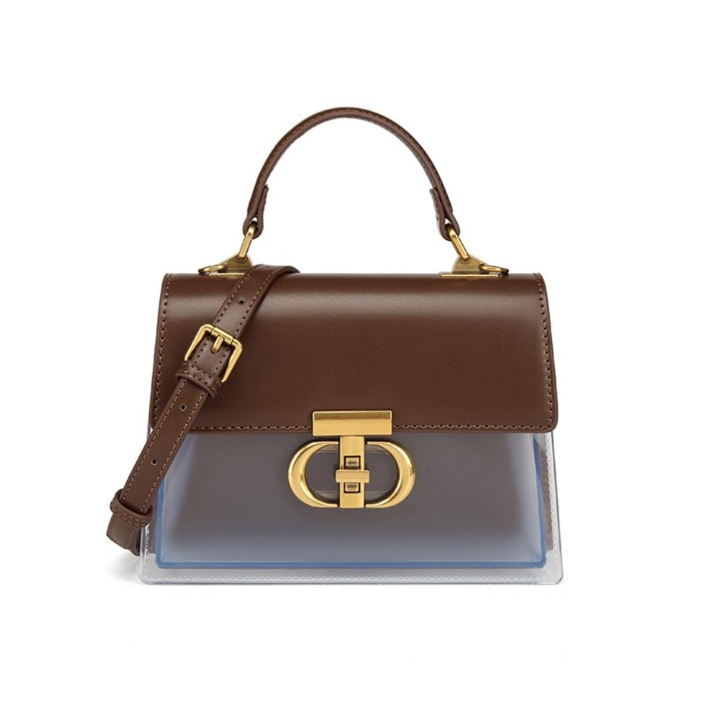 Transparent Crossbody Handbag with Turn Lock Closure Women Messenger Bag Satc…