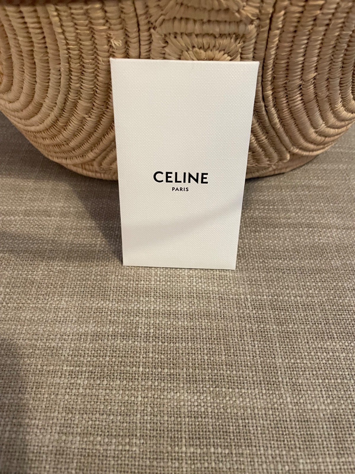 Celine Classic Panier Braided Triomphe in Raffia and Calfskin with dust bag