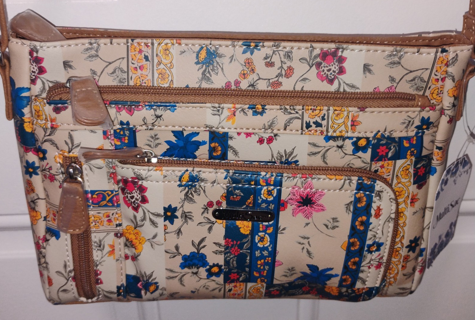 MultiSac Summerville Crossbody Bag Pretty Patches Floral Multi Pocket NWT
