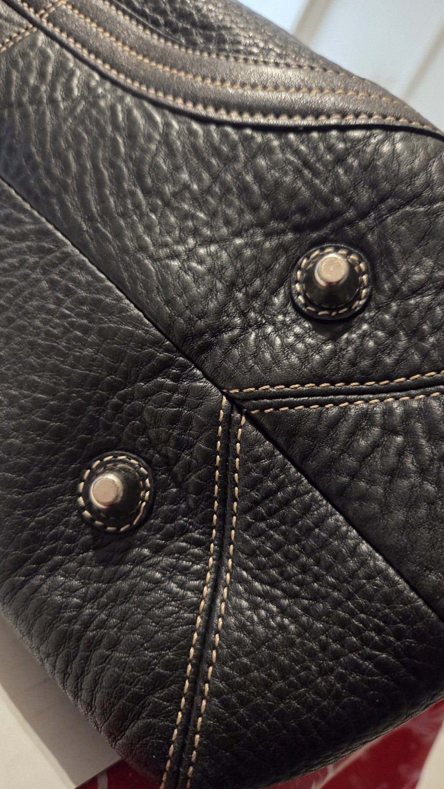 Coach vintage Hampton blk pebbled leather satchel w/silver tone hardware 2004