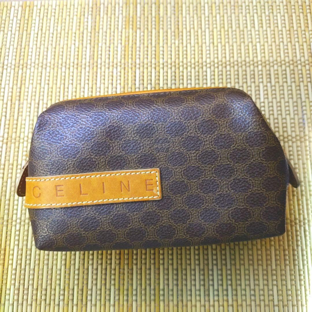 CELINE Pouch Macadam Pattern Accessory Case Cosmetic Makeup Pouch Celine