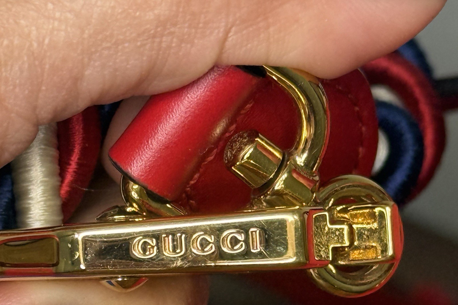 Gucci Sylvie GG Web Shoulder Bag Mini Red Leather