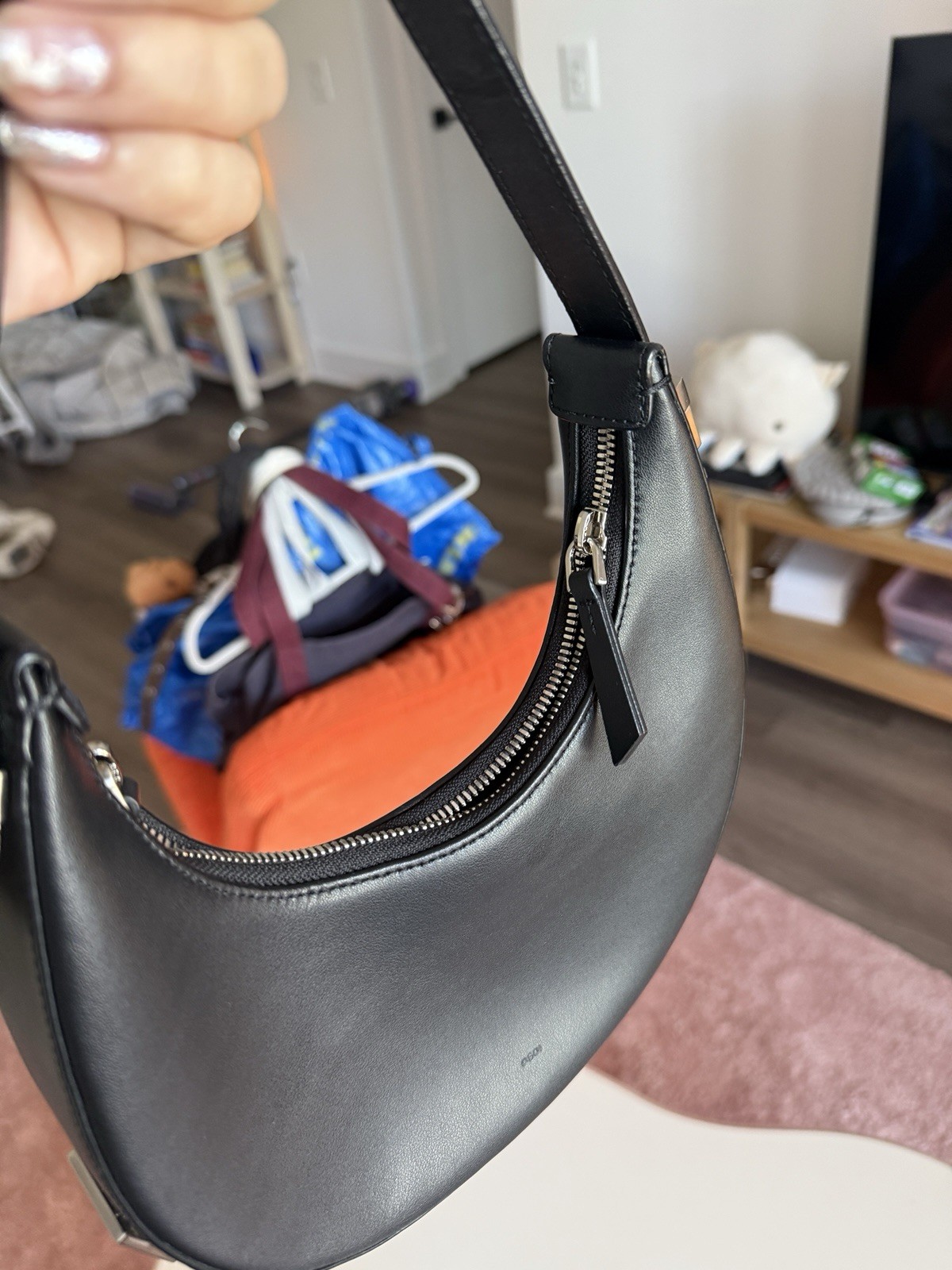 OSOI Toni Mini Black Leather Bag Silver Hardware