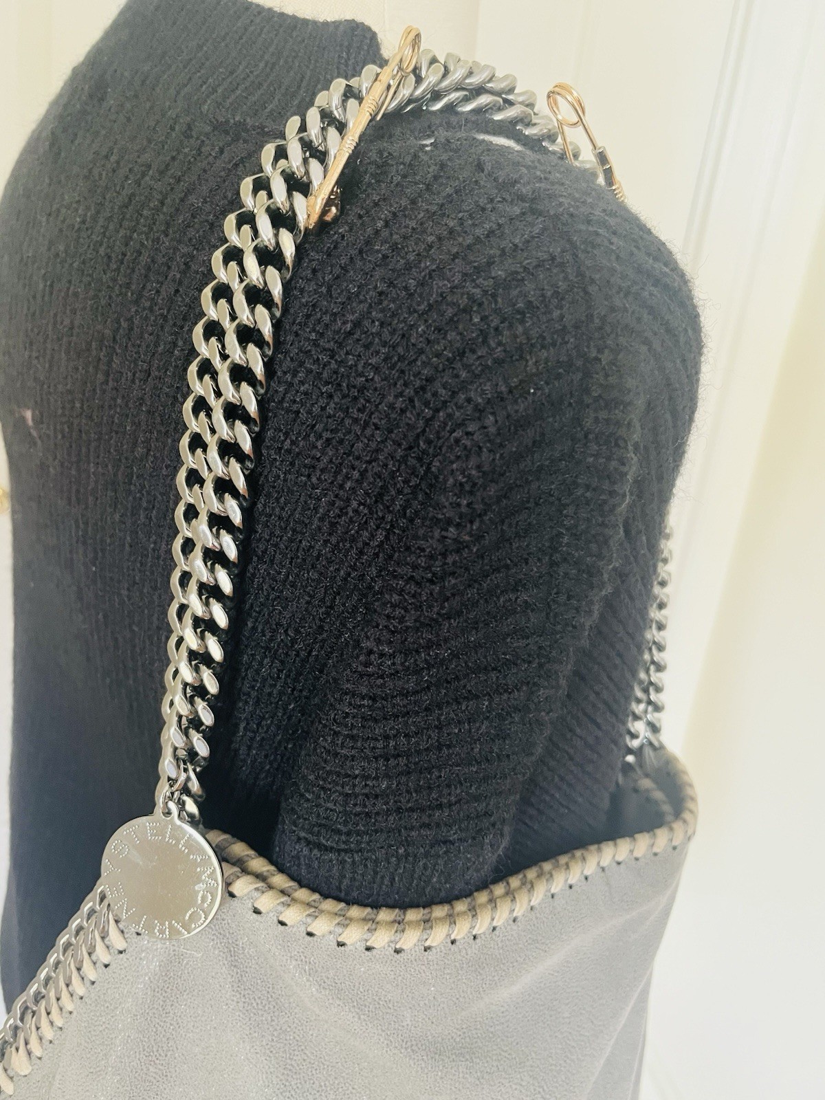Stella McCartney Falabella Large Tote Bag Gray with Chain Trim (1,293)