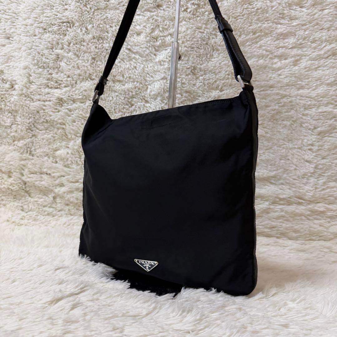 Authentic PRADA Black Nylon Shoulder Bag 27cm x 27.5cm x 2cm, Excellent Conditio