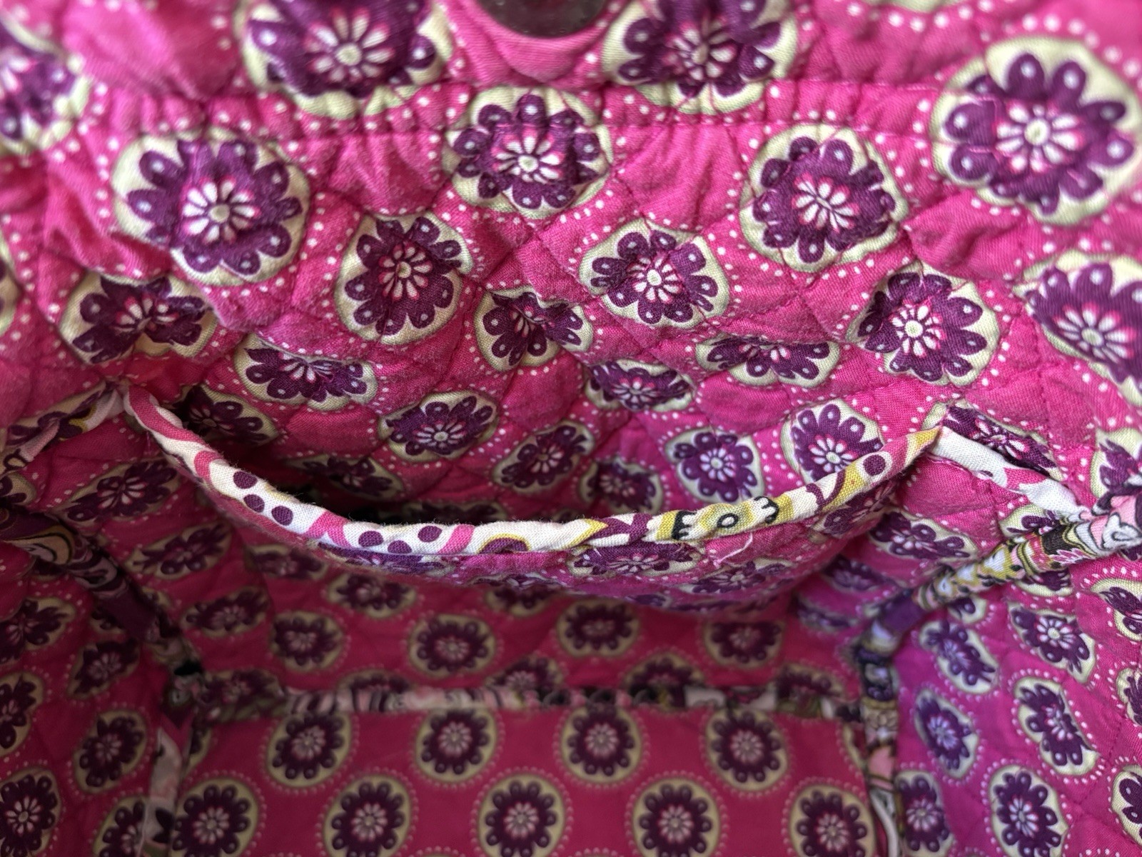 Vera Bradley Very Berry Paisley Shoulder Tote Bag Rolled Handles Snap Closure