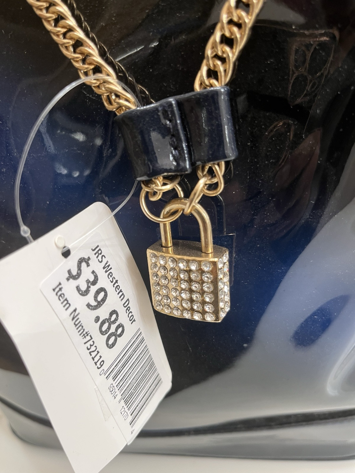 NAVY BLUE PATENT LEATHER Bucket Bag, Chain & Snap Closure, Hand & Shoulder Strap